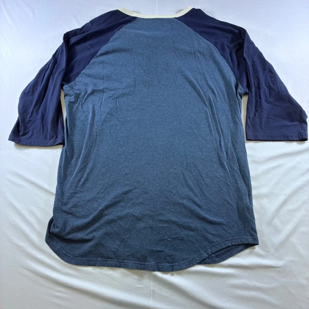 Mitchell & Ness Detroit Tigers Cooperstown Henley Shirt Mens 2XL Blue 3/4 Sleeve